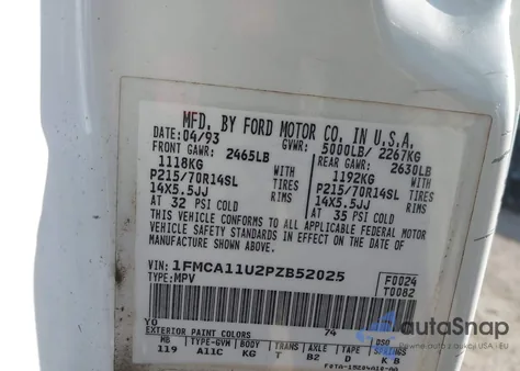 1993 Ford Aerostar from USA, damaged, VIN 1FMCA11U2PZB52005